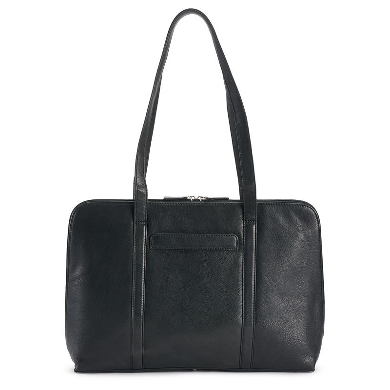 ili Leather Laptop Tote Bag, Black