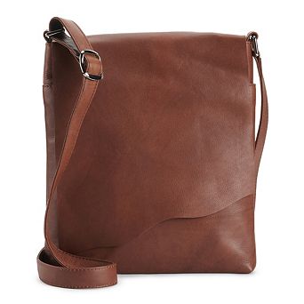 ili Leather Crossbody Raw Edge Flap Bag