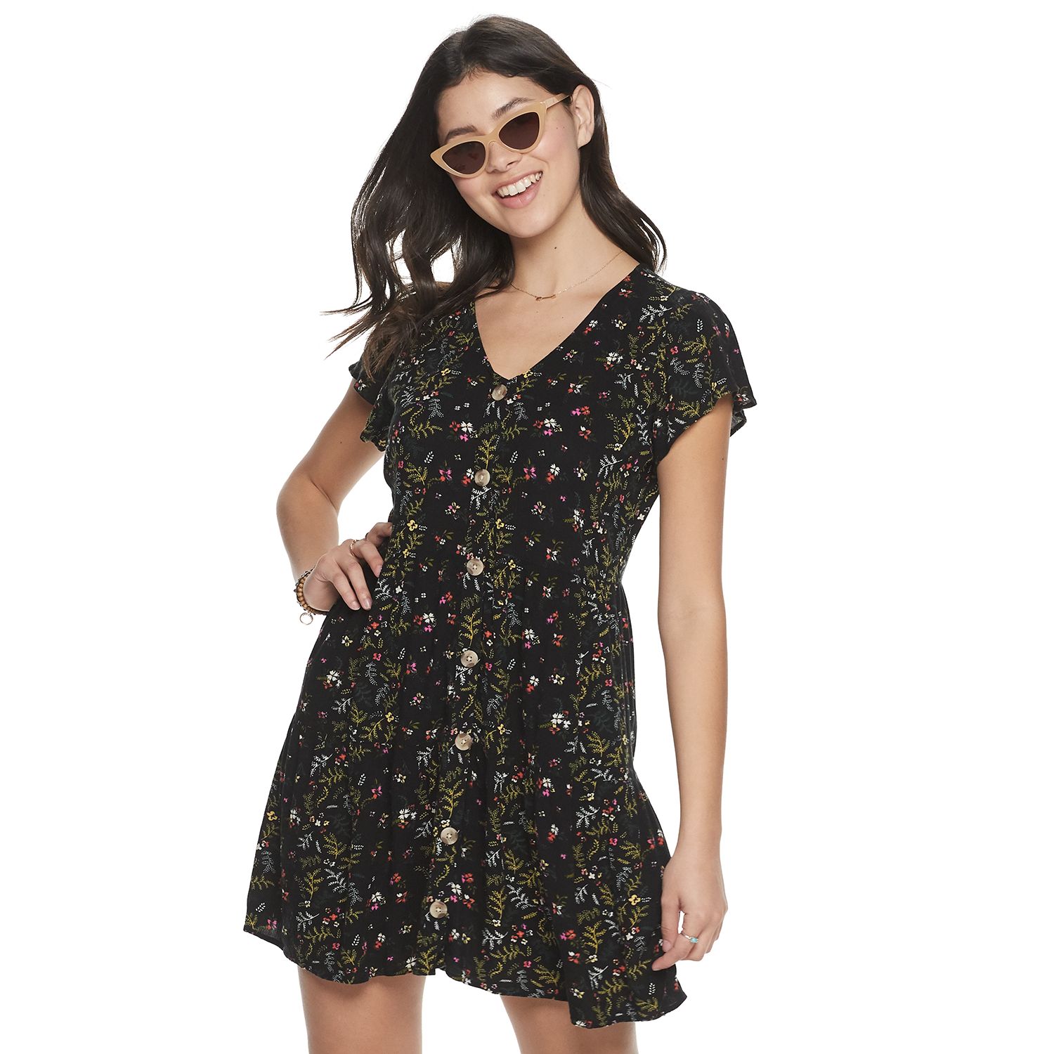 button front babydoll dress