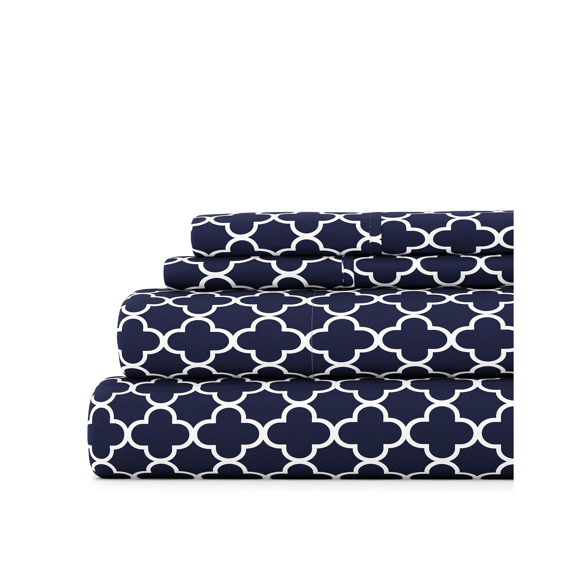 Home Collection Ultra Soft Printed Sheet Set, Blue Quatrefoil