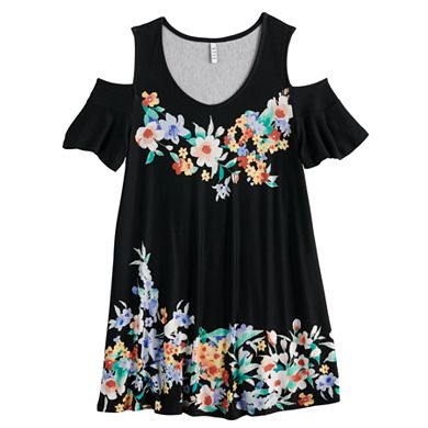 Women's ELLE™ Cold-Shoulder Short-Sleeve Top