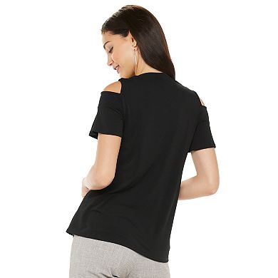 Women's ELLE™ Cold-Shoulder Short-Sleeve Top