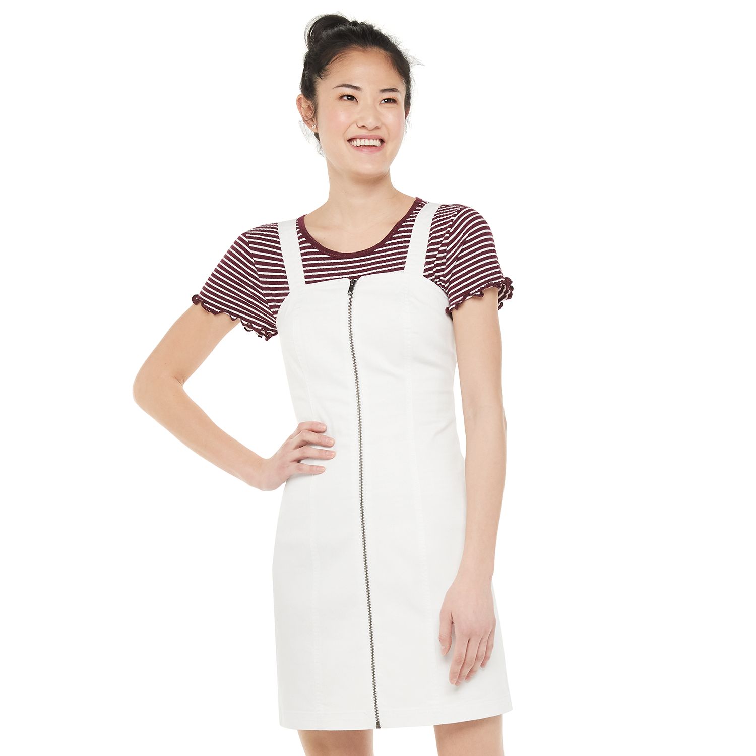 pinafore dress with zip front