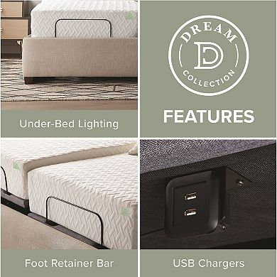 The Dream Collection™ by Lucid® 10-Inch Gel Memory Foam Mattress and Elevate Adjustable Bed Base Bundle