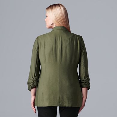 Plus Size Simply Vera Vera Wang Ruched Sleeve Blazer