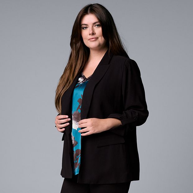 Plus Size Simply Vera Vera Wang Ruched Sleeve Blazer