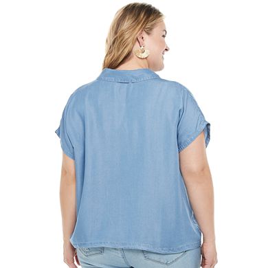 Plus Size Sonoma Goods For Life® + Now & Gen™ Knot Front Chambray Shirt