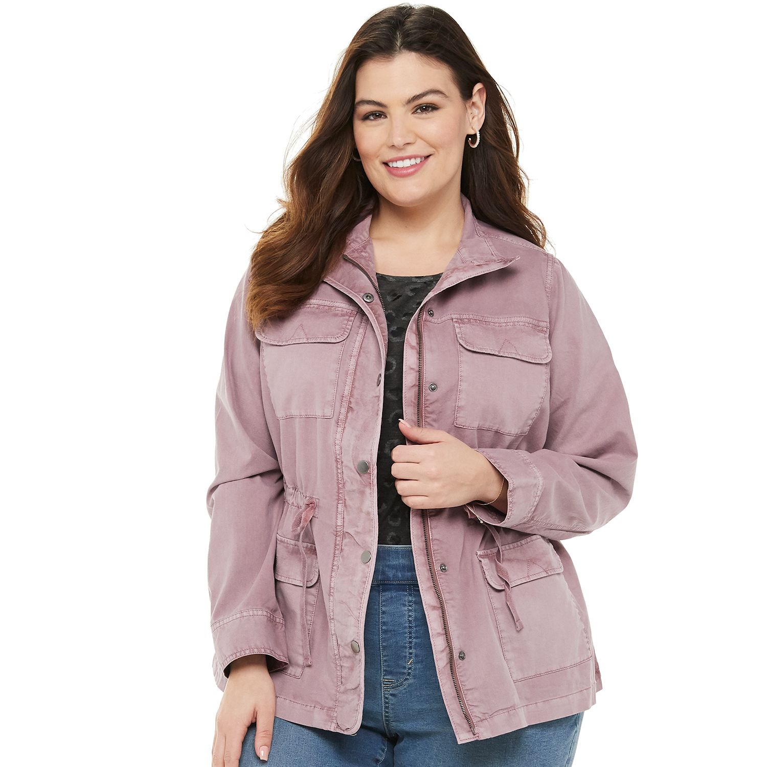 plus size black utility jacket