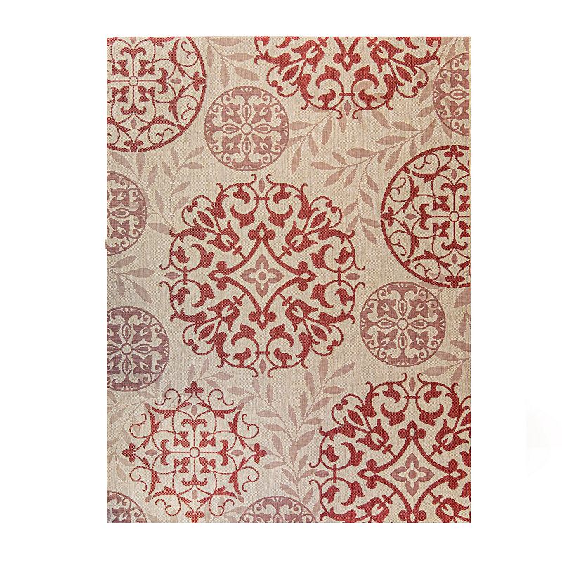 Gertmenian Paseo Emilia Indoor Outdoor Rug, Red, 5X7 Ft