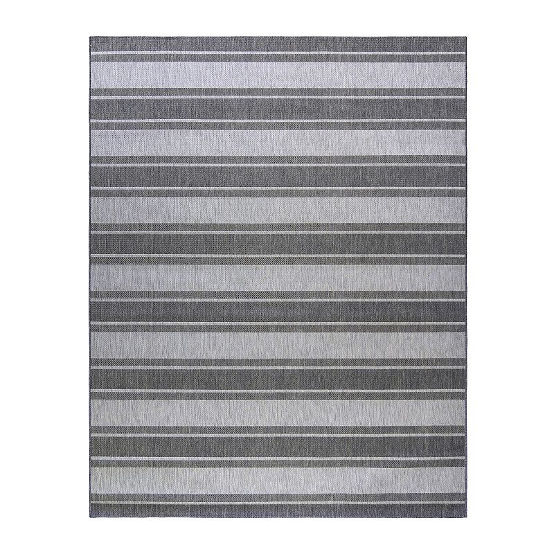 Gertmenian Paseo Castro Striped Indoor Outdoor Rug, Grey, 8X10 Ft