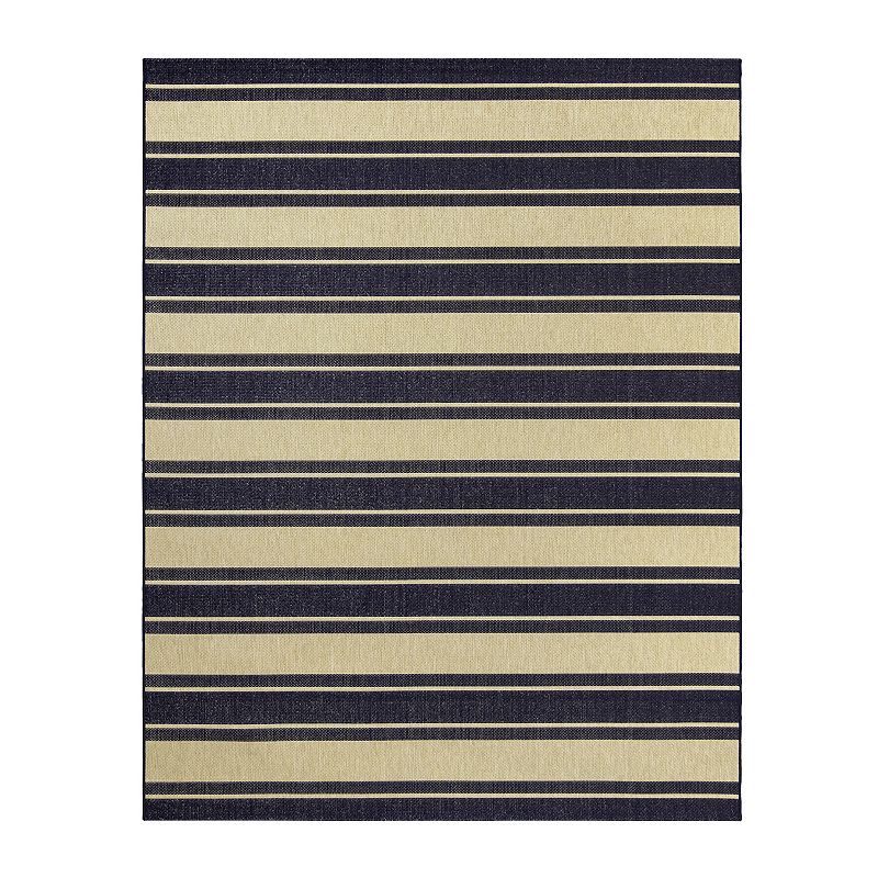 Gertmenian Paseo Castro Striped Indoor Outdoor Rug, Blue, 9X13 Ft