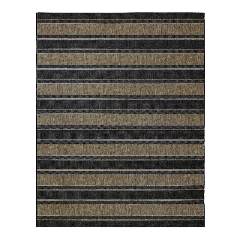 Gertmenian Paseo Castro Striped Indoor Outdoor Rug, Brown, 8X10 Ft
