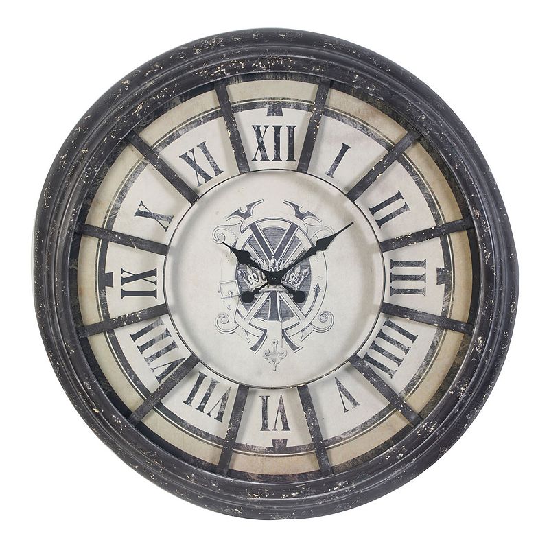 Randall Distressed Oversized Wall Clock, Grey