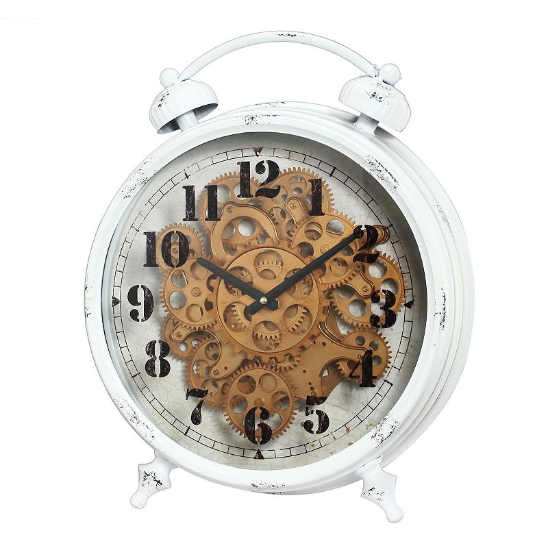 46135575 Classic Gears Clock Table Decor, White sku 46135575