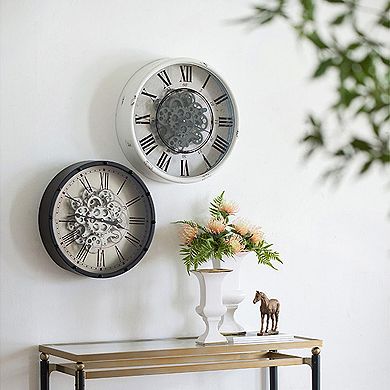 Black Roman Numeral Gear Wall Clock