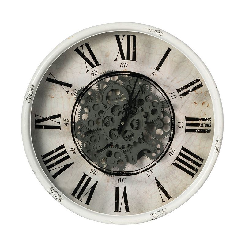 77114016 White Vintage Gear Wall Clock sku 77114016