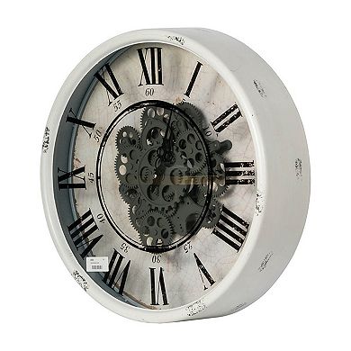 White Vintage Gear Wall Clock