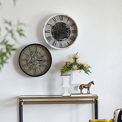 White Vintage Gear Wall Clock