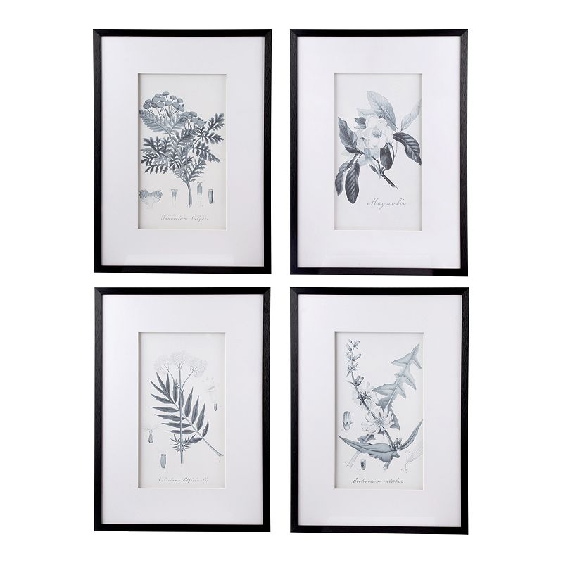 Botanical Wall Art 4-piece Set, Black