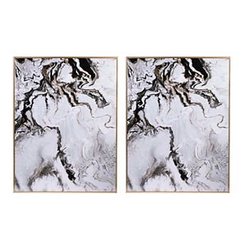 Cream Faux Marble Panel Wall Decor 2 pc Set