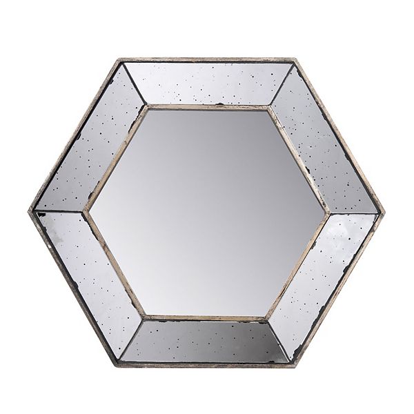 Hexagon Antique Finish Wall Mirror