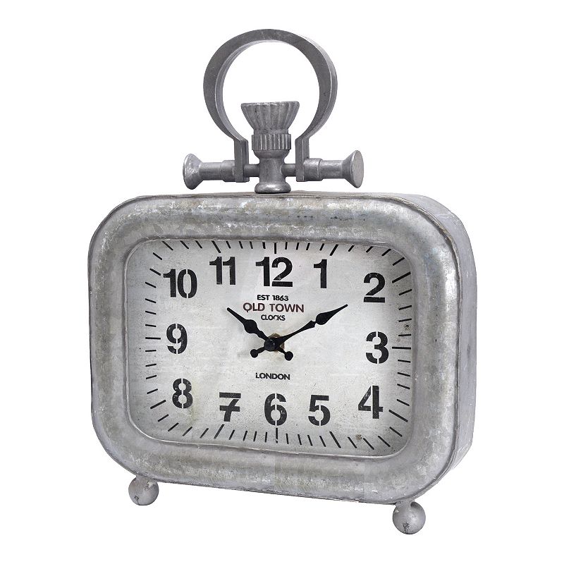 Galvanized Table Clock, Grey