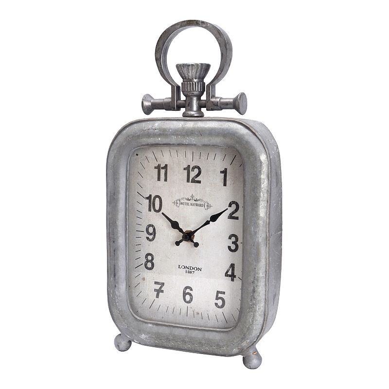 Galvanized Old Town Table Clock, Grey