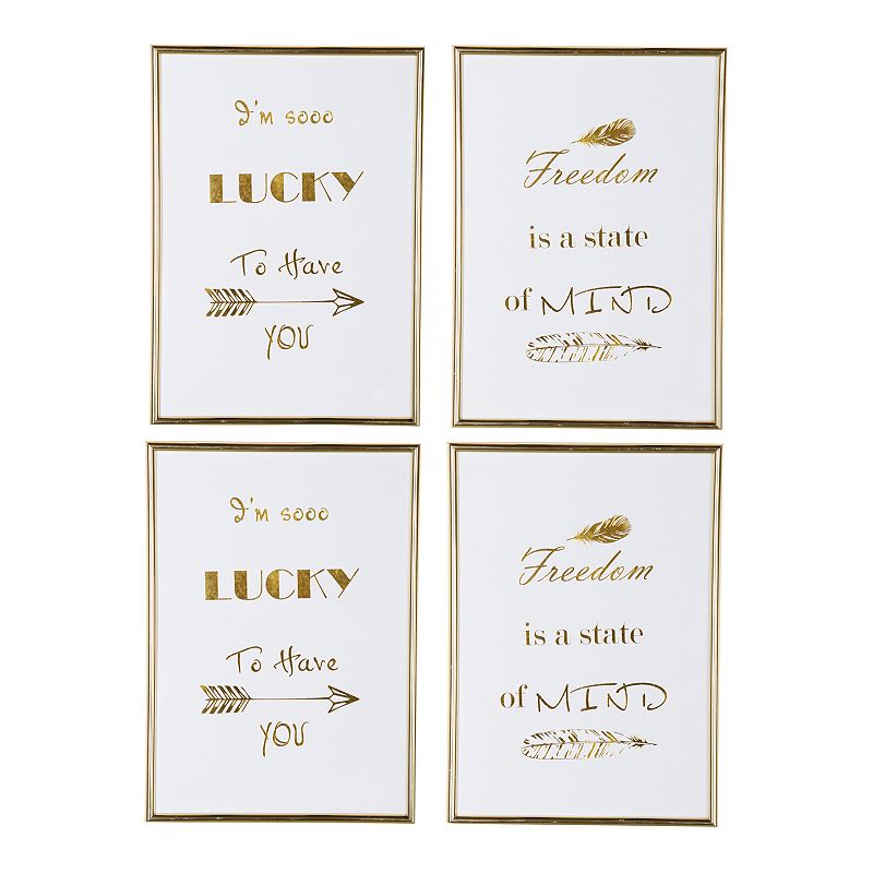 Mindful Sayings Wall Art 4-piece Set, Yellow