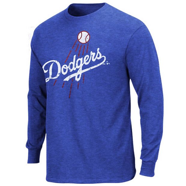 Majestic Threads Los Angeles Dodgers Tri-Blend Logo Long Sleeve T-Shirt -  Royal Blue