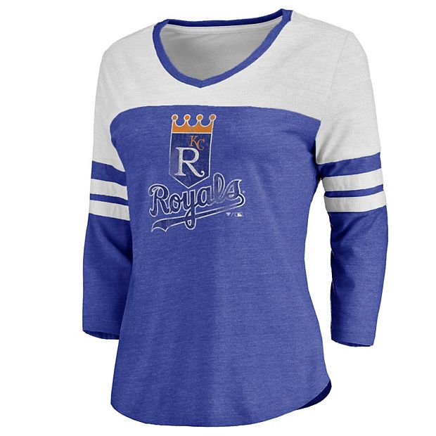Women's Fanatics Branded Royal/White Kansas City Royals Team T