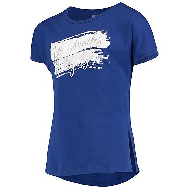 Girls Youth Royal Los Angeles Dodgers Brush Stroke Dolman T-Shirt
