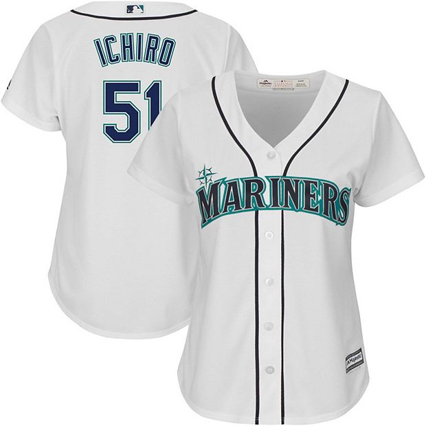 Women's Majestic Ichiro Suzuki White Seattle Mariners Team Cool Base Player  Jersey