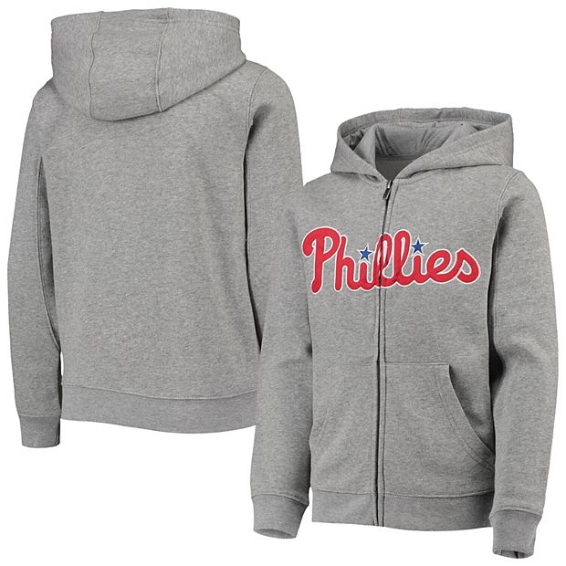 MLB Philadelphia Phillies Custom Name Number Gray Zip Up Hoodie