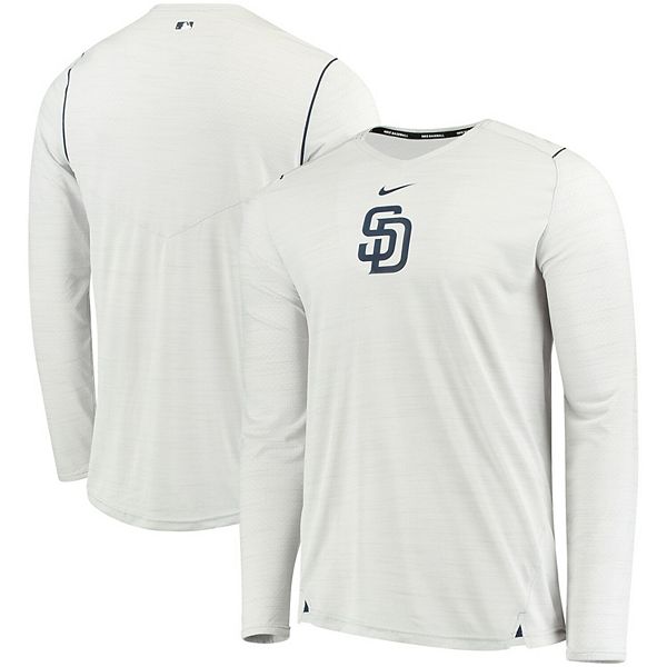 Men's Nike Gray San Diego Padres AC Breathe Long Sleeve Performance T-Shirt