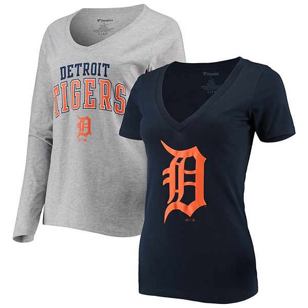 Detroit Tigers Women's Sideline Apparel Inc. Heathered Grey V-Neck T-Shirt