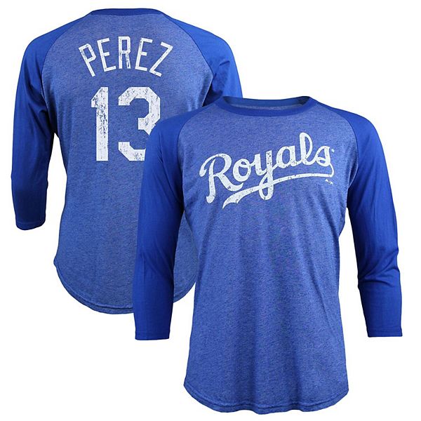 Men's Kansas City Royals Salvador Perez Majestic Royal Official Name &  Number T-Shirt