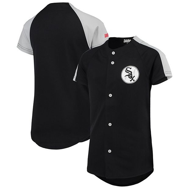 Youth Stitches Black Chicago White Sox Logo Button-Down Jersey