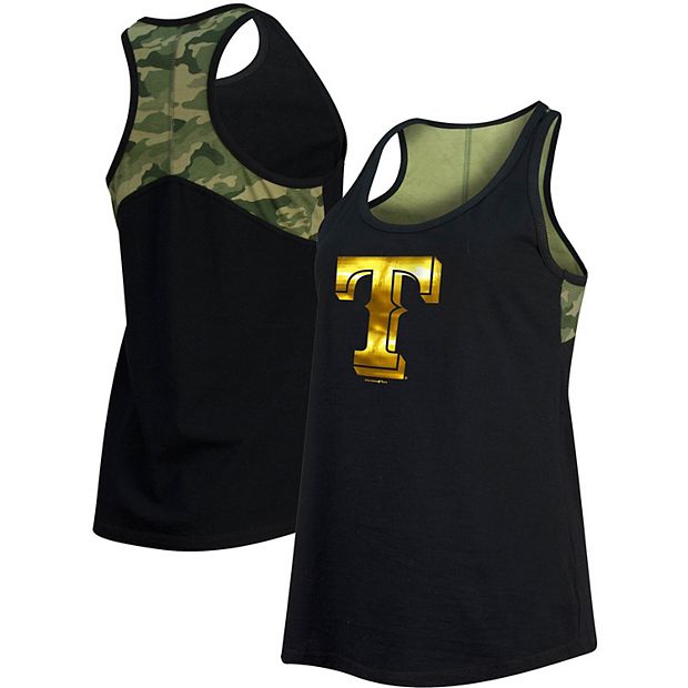 Women's New Era Black Texas Rangers Camo Racerback Tank Top