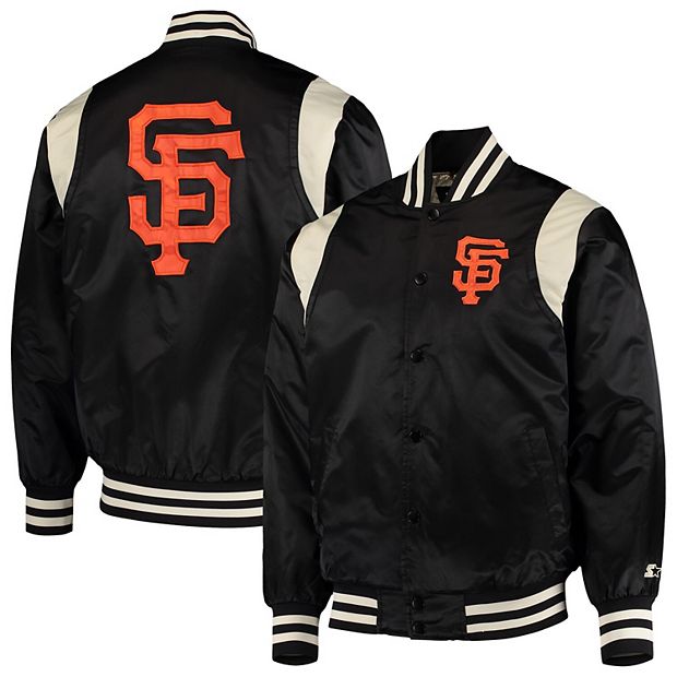 Men's Starter Black/Cream San Francisco Giants Vintage Varsity Satin  Full-Snap Jacket