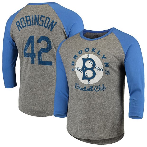 Jackie Robinson Brooklyn Dodgers Majestic Threads Cooperstown Collection  Name & Number Tri-Blend 3/4-Sleeve
