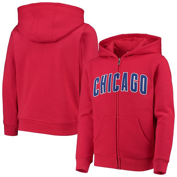 Youth Red Chicago Cubs Wordmark Full-Zip Hoodie