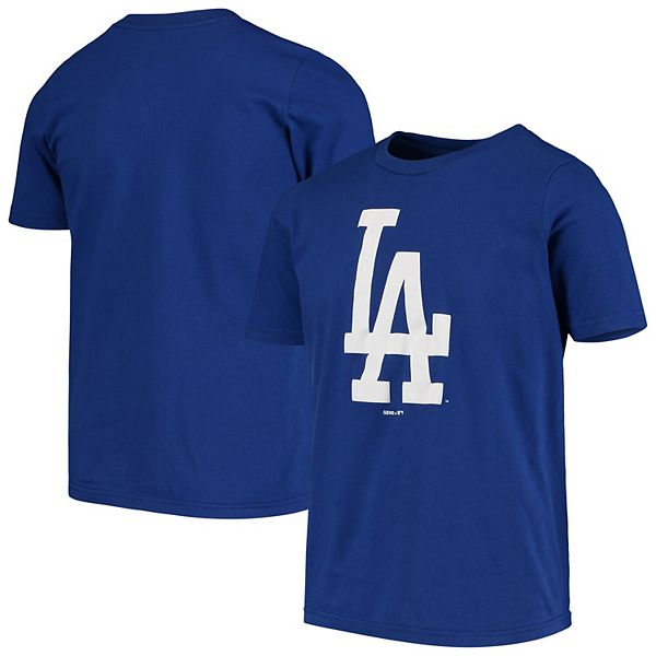 MLB Team Apparel Youth Los Angeles Dodgers Royal Logo T-Shirt