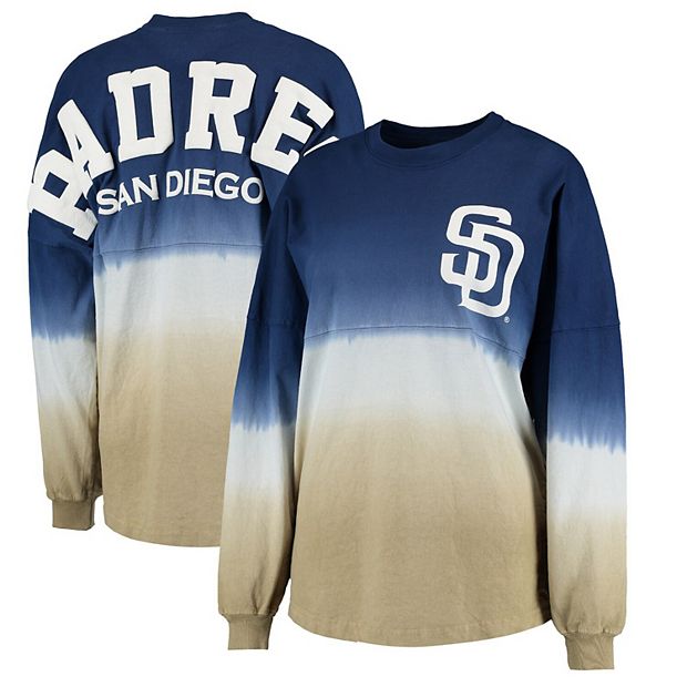 Women's Navy San Diego Padres Oversized Long Sleeve Ombre Spirit Jersey T- Shirt