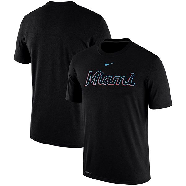 Men's Nike Black Miami Marlins Batting Practice Logo Legend Performance T- Shirt
