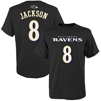 NFL Team Apparel Youth Baltimore Ravens Lamar Jackson #85 Purple Player T- Shirt