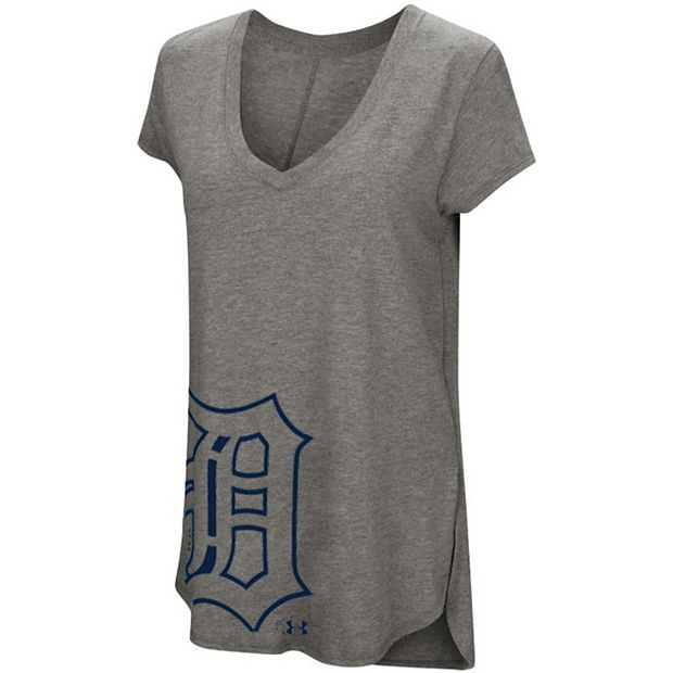 Detroit Tigers Women's Sideline Apparel Inc. Heathered Grey V-Neck T-Shirt