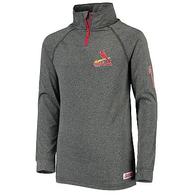 Youth Stitches Charcoal St. Louis Cardinals Logo Raglan Quarter-Zip Pullover Jacket
