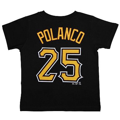 Youth Majestic Gregory Polanco Black Pittsburgh Pirates Player Name & Number T-Shirt