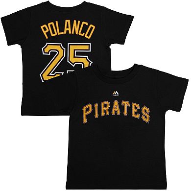 Youth Majestic Gregory Polanco Black Pittsburgh Pirates Player Name & Number T-Shirt