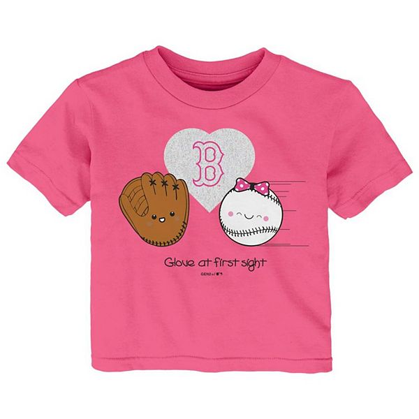 Outerstuff Boston Red Sox Girls Infant I Glove You T-Shirt - Pink